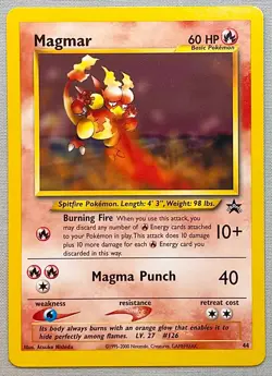 Pokemon Magmar #44 - 2002 Wizards Black Star Promo - NM or Better Condition! - Image 1