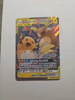 Pokemon Raichu & Alolan Raichu GX 54/236 Ultra Rare Holo TAG TEAM Unified Minds - Image 1