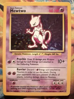 Mewtwo Holo Rare Pokemon Card, Base Set, 10/102 - Image 1