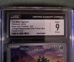 Pokemon TCG Teal Mask Ogerpon Black Star Promo Mint 9 CGC Error Partial Crimp - Image 3