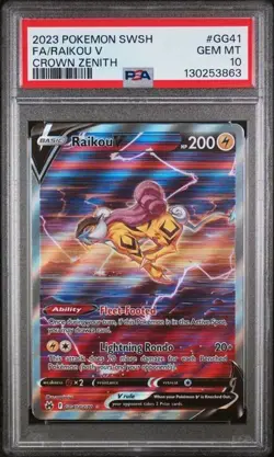 PSA 10 2023 POKEMON SWORD AND SHIELD CROWN ZENITH #GG41 FA/RAIKOU V - Image 1