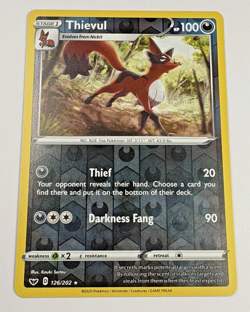 Pokemon - Thievul 126/202 - Reverse Holo Rare - Sword & Shield Base - Near Mint - Image 1