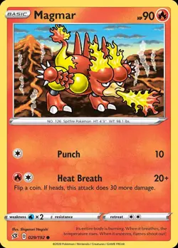 Pokemon Magmar (29/241) Rebel Clash LP REVERSE HOLO - Image 1