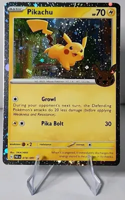 Pokemon TCG Halloween Pikachu Cosmos Holo w/ SWIRL 018/091 Near Mint - Image 1