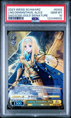 2023 Weiss Schwarz Longing Osmanthus Alice - Gold Signature SAO E002 SP PSA 10 - Image 1