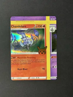NFC Chandelure Trick Or Trade Miscut Error Holo Pokemon TCG Card - Image 2