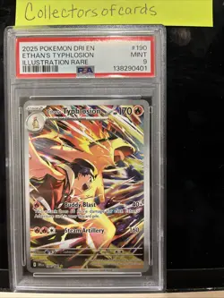 2025 POKEMON DRI EN-DESTINED RIVALS ILLUSTRATION RARE ETHAN'S TYPHLOSION PSA 9 - Image 1