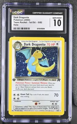 CGC 10 GEM MINT Dark Dragonite Team Rocket 1st Edition 5/82 Holo Pokemon Card - Image 1