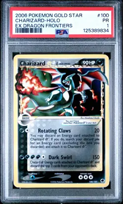 Pokemon PSA 1 Charizard Gold Star #100 Holo Ex Dragon Frontiers 2006 English - Image 2