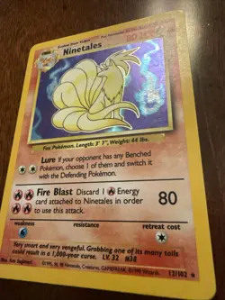 Ninetales 12/102 Holo Unlimited Pokemon Card Base Set 1999 LP! RARE - Image 2