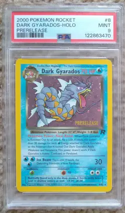 2000 Pokemon Rocket Prerelease #8 Dark Gyarados Holo PSA 9 - Image 1