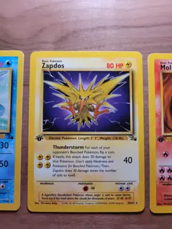 Pokemon TCG 1st Edition Vintage Fossil Articuno, Zapdos, And Moltres - Image 3