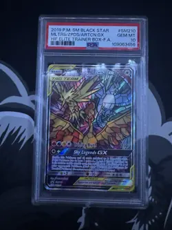 2019 POKEMON BLACK STAR PROMO #SM210 MOLTRES ZAPDOS ARTICUNO GX TAG TEAM PSA 10 - Image 1