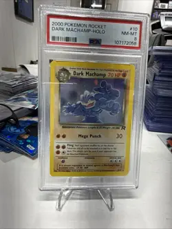 2000 Pokemon Team Rocket Dark Machamp Holo #10/82 PSA 8 - Image 1