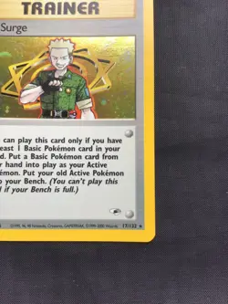 Pokemon Cards: Gym Heroes Rare Holo: Lt. Surge 17/132 - Image 5
