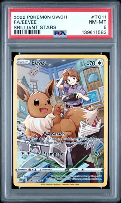 2022 Pokemon SWSH Brilliant Stars Eevee Trainer Gallery Holo #TG11/TG30 PSA 8 - Image 1