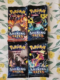 x4 SHINING FATES Pokemon Booster Pack Lot Full Art Set Factory Sealed - Image 1