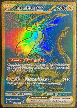 Miraidon ex Full Art Gold HR 243/091 Pokemon TCG Paldean Fates Gold Hyper Rare - Image 1