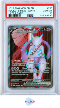 ROCKET'S MEWTWO EX ULTRA RARE POKEMON DRI EN-DESTINED RIVALS 2025 213 PSA 10 - Image 1