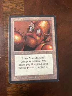 MTG Magic the Gathering Arabian Nights Brass Man Trading Card Free Ship - Image 1