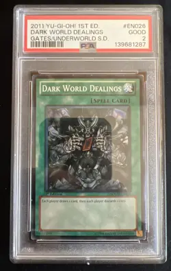 2011 Yu-Gi-Oh! 1st Edition Dark World Dealings Gates/Underworld S.D. PSA 2 - Image 1