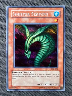 Yugioh Sinister Serpent Unlimited Edition Prismatic Secret Rare SDD-002 NM - Image 1