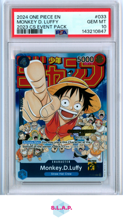 MONKEY D. LUFFY ONE PIECE CHAMPIONSHIP 2023 EVENT PACK 2024 033 PSA 10 - Image 1