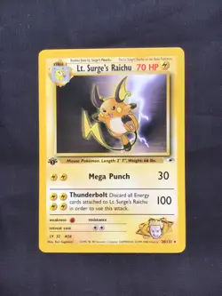 Pokemon Cards: Gym Heroes 1st Edition Rare: Lt. Surge's Raichu 28/132 - Image 1