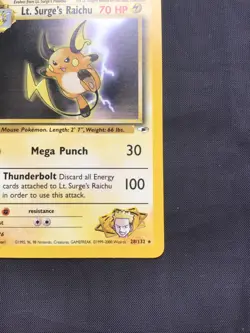Pokemon Cards: Gym Heroes 1st Edition Rare: Lt. Surge's Raichu 28/132 - Image 4