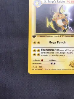Pokemon Cards: Gym Heroes 1st Edition Rare: Lt. Surge's Raichu 28/132 - Image 5