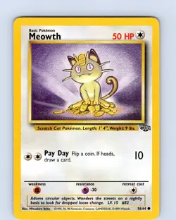 Pokemon TCG Meowth Jungle 56/64 Unlimited Common Card WOTC NM - Image 1