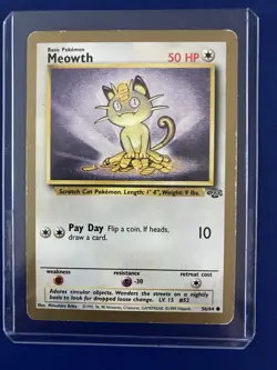 Meowth Gold Bordered Promo Fruit Roll Up Vintage Pokemon TCG Card 56/64 HP - Image 1