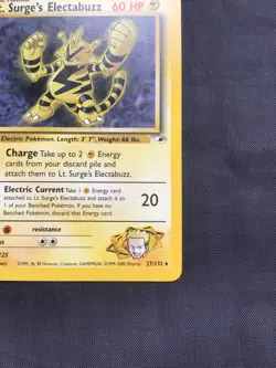 Pokemon Cards: Gym Heroes 1st Edition Rare: Lt. Surge's Electabuzz 27/132 - Image 4