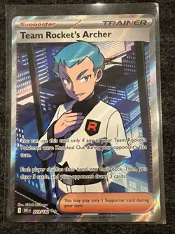 Pokemon TCG Team Rockets Archer Destined Rivals Super Rare Trainer Card 223/182 - Image 1