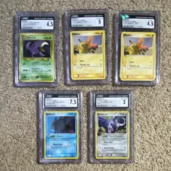 Pokemon CGC Graded 5 Cards Pikachu Crobat Relicanth Aerodactyl Lot - Image 1