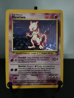 Pokemon TCG Mewtwo Base Set 2 Holo Rare Card 10/130 Vintage WOTC MP - Image 1