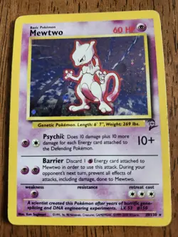 Pokemon TCG Mewtwo Base Set 2 Holo Rare Card 10/130 Vintage WOTC MP - Image 2