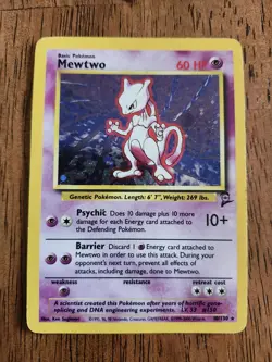Pokemon TCG Mewtwo Base Set 2 Holo Rare Card 10/130 Vintage WOTC MP - Image 3