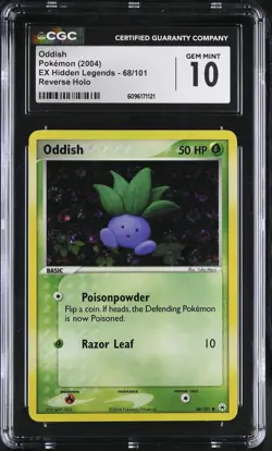 CGC 10 GEM MINT Oddish 2004 EX Hidden Legends 68/101 Reverse Holo Pokemon Card - Image 1