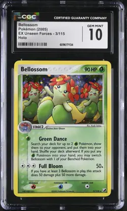 CGC 10 GEM MINT Bellossom 2005 EX Unseen Forces 3/115 Holo Pokemon Card - Image 1