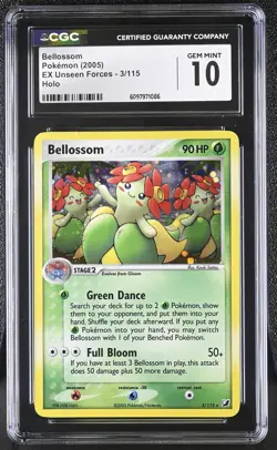 CGC 10 GEM MINT Bellossom 2005 EX Unseen Forces 3/115 Holo Pokemon Card - Image 1