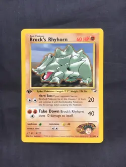 Pokemon Cards: Gym Heroes 1st Edition Rare: Brock's Rhyhorn 22/132 - Image 1