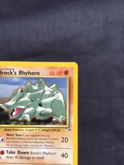 Pokemon Cards: Gym Heroes 1st Edition Rare: Brock's Rhyhorn 22/132 - Image 3