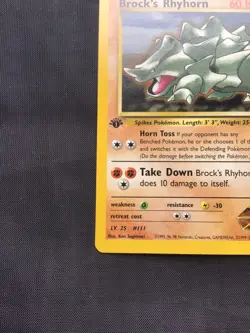 Pokemon Cards: Gym Heroes 1st Edition Rare: Brock's Rhyhorn 22/132 - Image 5