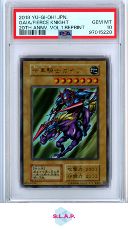 GAIA/FIERCE KNIGHT 20TH ANNV. VOL.1 REPRINT YU-GI-OH! JAP 2018 PSA 10 - Image 1