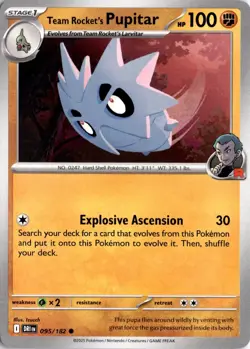 Team Rocket's Pupitar Common SV10: Destined Rivals 095/182 Pokemon Card TCG - Image 1