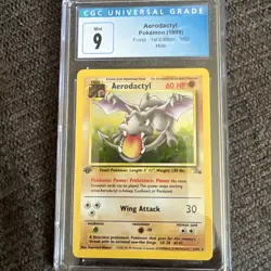 PSA 9 1999 Pokemon Aerodactyl Holo 1st Edition Card Fossil - Image 1