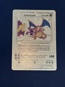 Pokemon Charizard Gold Foil Fan Art Textured Card 1999 #4/102 HP120 - Image 1
