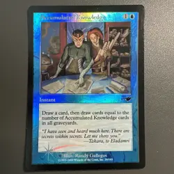 MTG Vintage FOIL Accumulated Knowledge Nemesis Magic the Gathering Card LP+ - Image 1