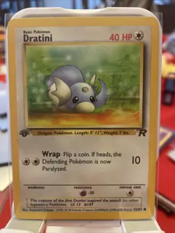 First Ed 1st Edition Dratini 53/82 Team Rocket Rare Vintage Pokemon Card - LP - Image 1